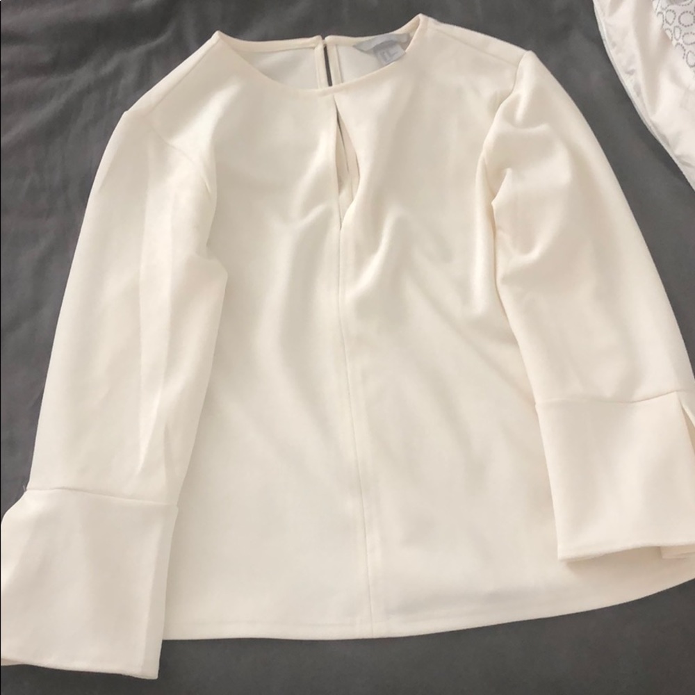 H&M White Dress Top with Bell Sleeves